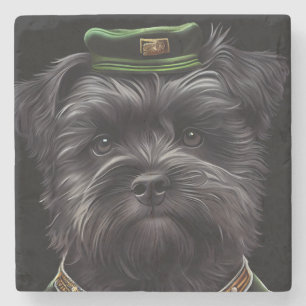 Affenpinscher-Hund im St. Patrick's Day-Kleid Steinuntersetzer