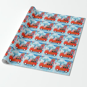 Affenpinscher-Hund im Weihnachtslieferwagen Geschenkpapier