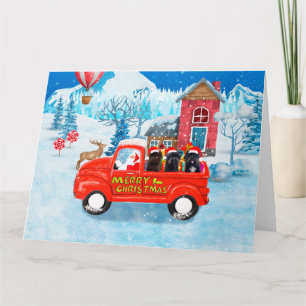 Affenpinscher-Hund im Weihnachtslieferwagen Karte