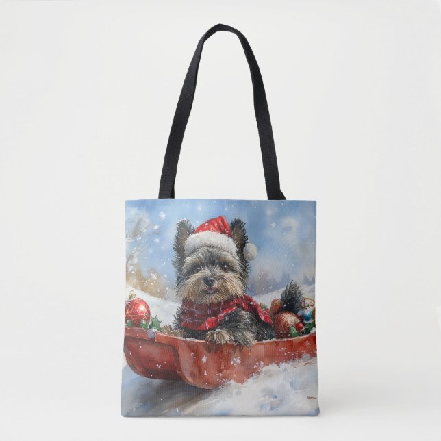 Affenpinscher Hund in Sledge Let it Snow Christmas (Vorderseite)