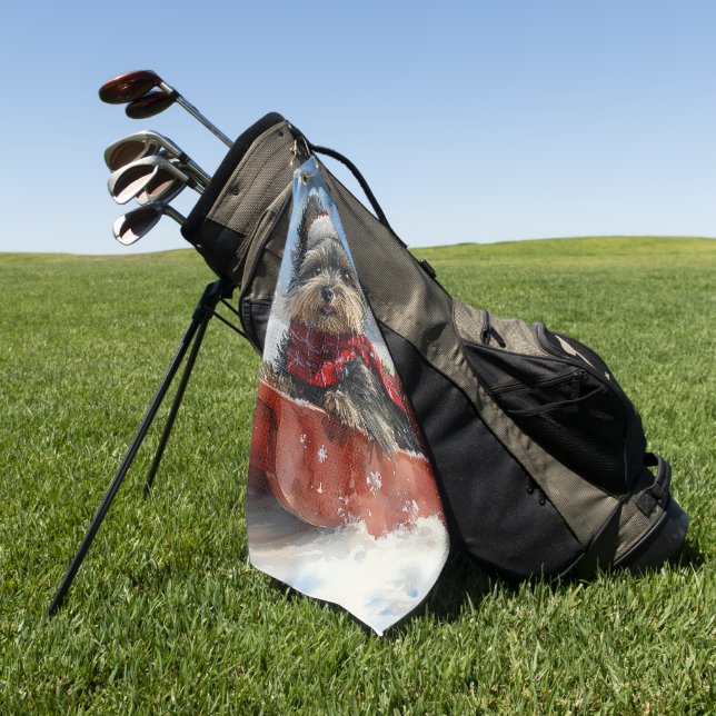 Affenpinscher Hund in Sledge Let it Snow Christmas Golfhandtuch (Gras)