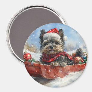 Affenpinscher Hund in Sledge Let it Snow Christmas Magnet