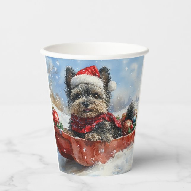 Affenpinscher Hund in Sledge Let it Snow Christmas Pappbecher (Vorderseite)