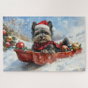 Affenpinscher Hund in Sledge Let it Snow Christmas Puzzle