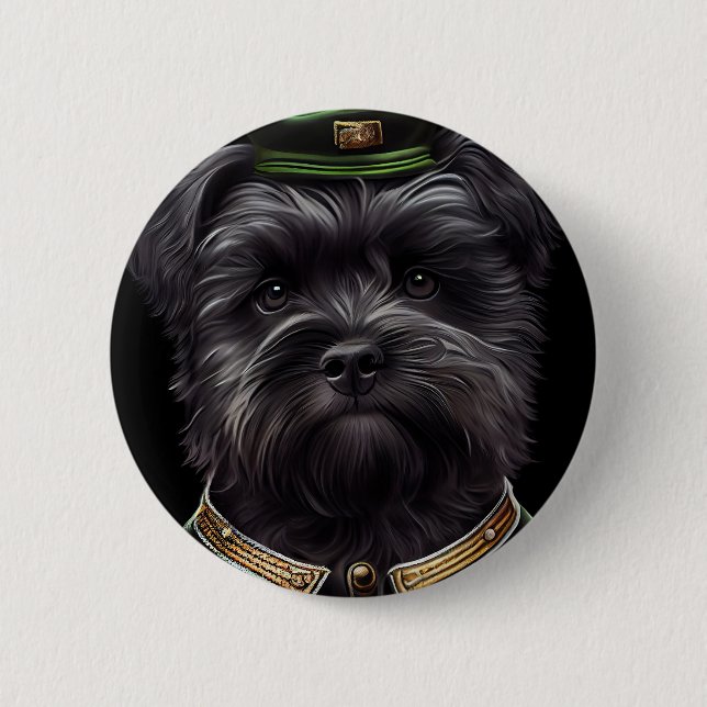 Affenpinscher Hund in St. Patrick's Day Dress Button (Vorderseite)