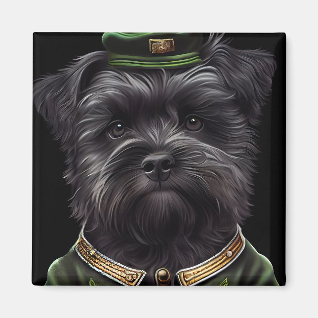 Affenpinscher Hund in St. Patrick's Day Dress Magnet (Vorne)