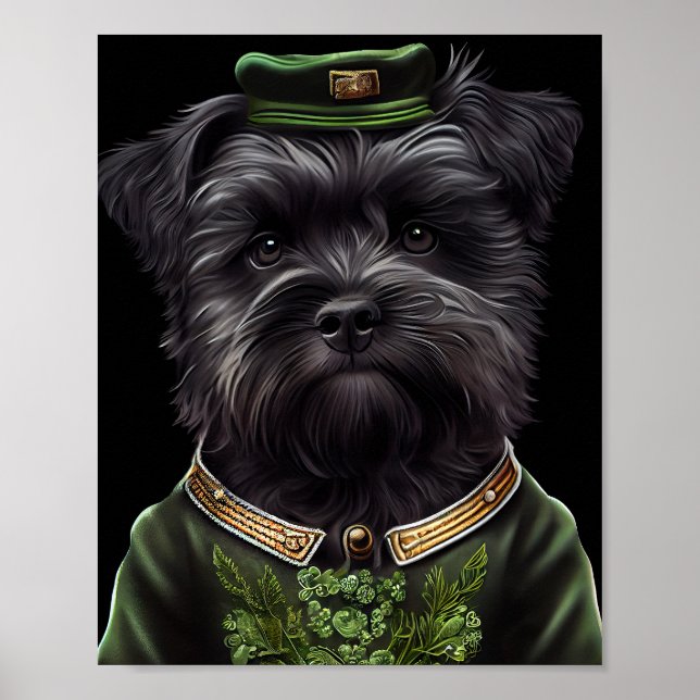 Affenpinscher Hund in St. Patrick's Day Dress Poster (Vorne)