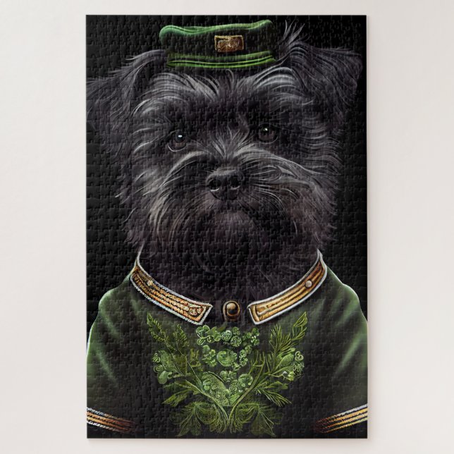 Affenpinscher Hund in St. Patrick's Day Dress Puzzle (Vertikal)