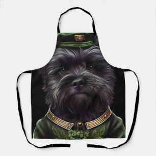 Affenpinscher Hund in St. Patrick's Day Dress Schürze