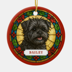 Affenpinscher Hund Keramik Kreis Weihnachtsanhänge Ornament