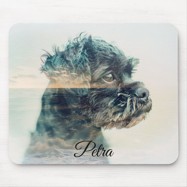 Affenpinscher Hund MAMA Summer Beach Foto Effekt Mousepad (Vorne)