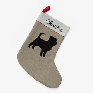 Affenpinscher Hund Silhouette Personalisiert Urlau Kleiner Weihnachtsstrumpf