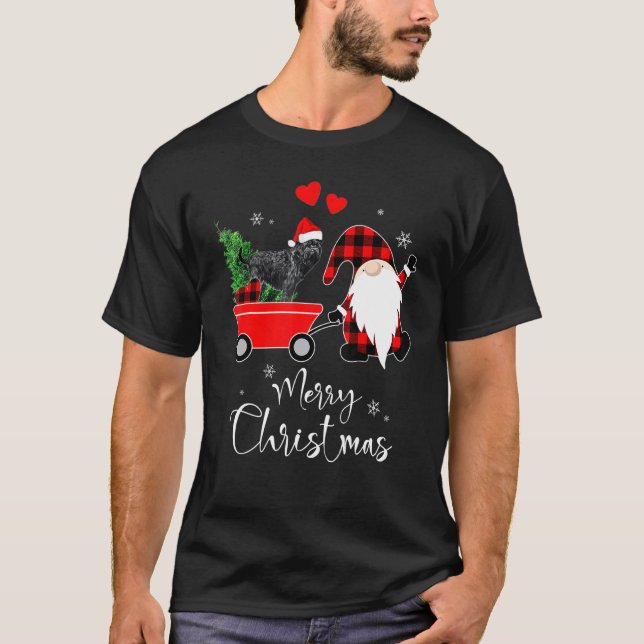 Affenpinscher Hund Weihnachten mit Weihnachtsmannm T-Shirt (Vorderseite)