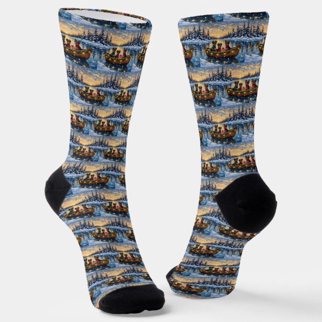 Affenpinscher-Hund Weihnachtsboot Urlaub Socken (Gewinkelt)