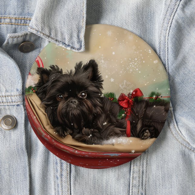 Affenpinscher Hund Weihnachtsfest Button (Beispiel)