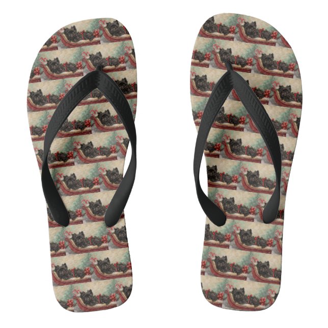 Affenpinscher Hund Weihnachtsfest Flip Flops (Fußbett)