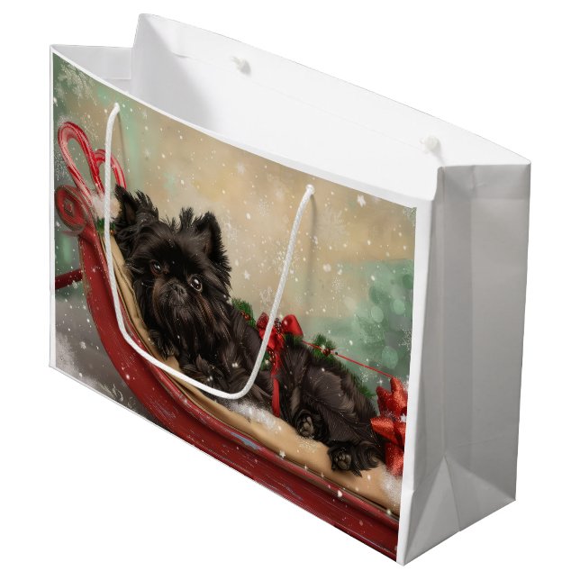 Affenpinscher Hund Weihnachtsfest Große Geschenktüte (Vorderseite Schrägansicht)