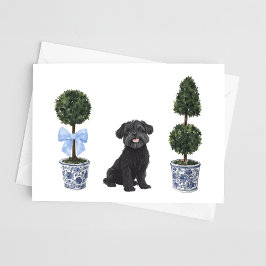 Affenpinscher Hund Welpe Topiary Watercolor Karte