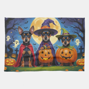 Affenpinscher Hunde Kürbis Halloween Lustig Geschirrtuch