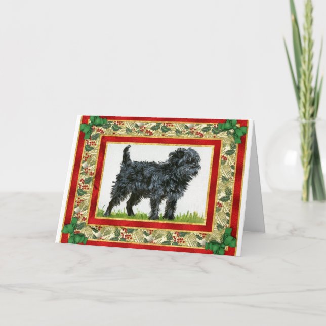 Affenpinscher-Hunderaum-Weihnachtskarte Feiertagskarte (Vorderseite)