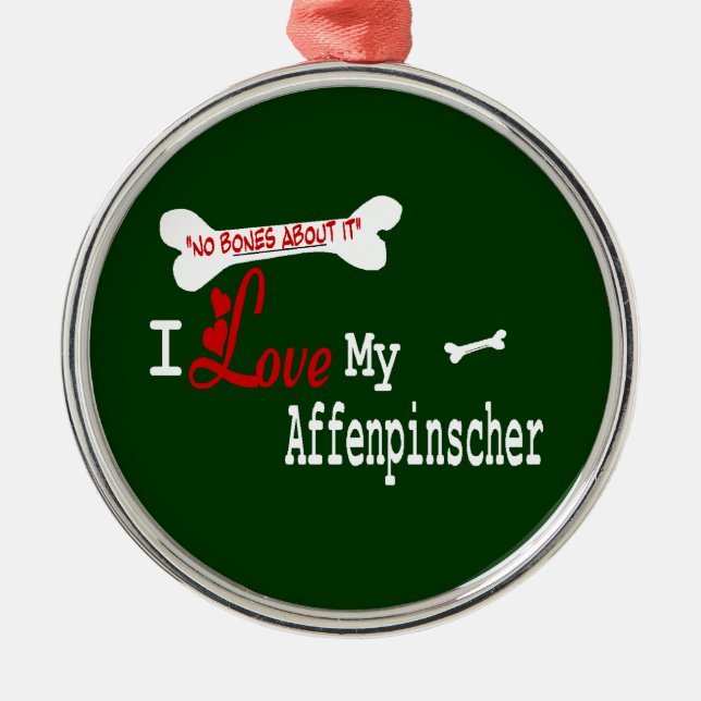 Affenpinscher I Liebe My Silbernes Ornament (Vorne)