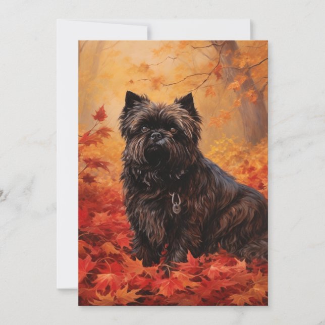 Affenpinscher im Herbst Leaves Fall Inspiriert Dankeskarte (Vorderseite)