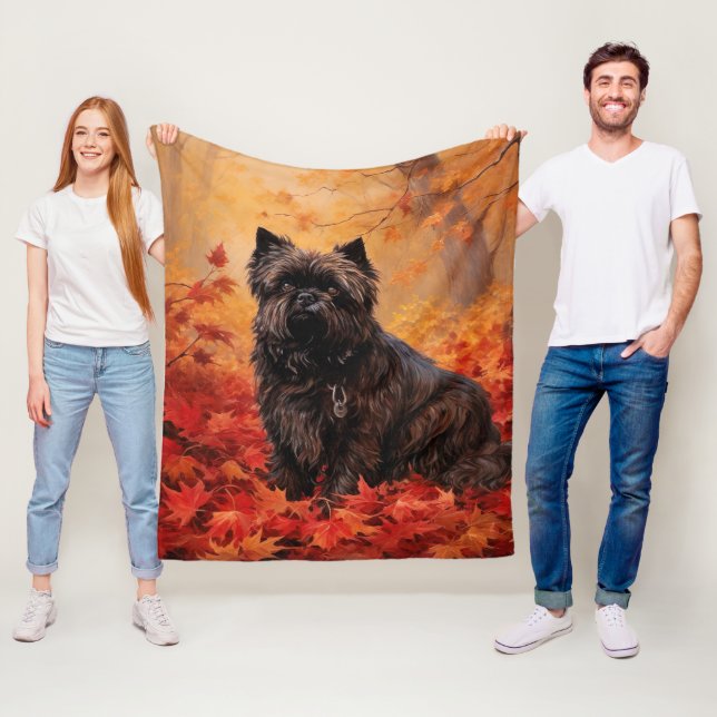 Affenpinscher im Herbst Leaves Fall Inspiriert Fleecedecke (Beispiel)