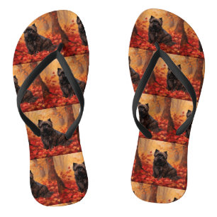 Affenpinscher im Herbst Leaves Fall Inspiriert Flip Flops