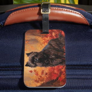 Affenpinscher im Herbst Leaves Fall Inspiriert Gepäckanhänger