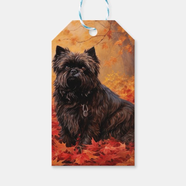 Affenpinscher im Herbst Leaves Fall Inspiriert Geschenkanhänger (Vorderseite)