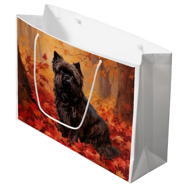 Affenpinscher im Herbst Leaves Fall Inspiriert Große Geschenktüte (Vorderseite Schrägansicht)