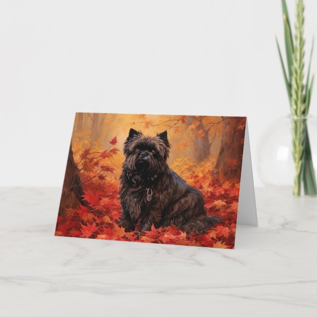 Affenpinscher im Herbst Leaves Fall Inspiriert Karte (Vorderseite)