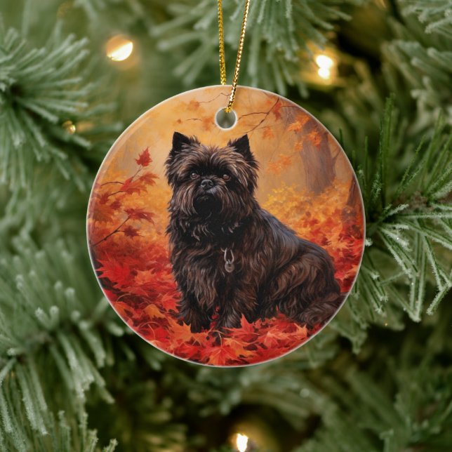 Affenpinscher im Herbst Leaves Fall Inspiriert Keramik Ornament (Baum)