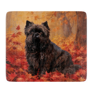 Affenpinscher im Herbst Leaves Fall Inspiriert Schneidebrett