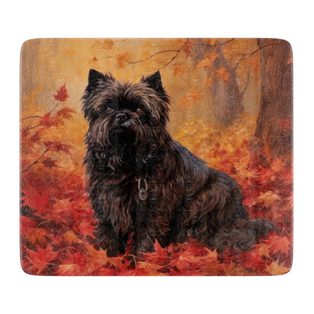 Affenpinscher im Herbst Leaves Fall Inspiriert Schneidebrett (Vorderseite)