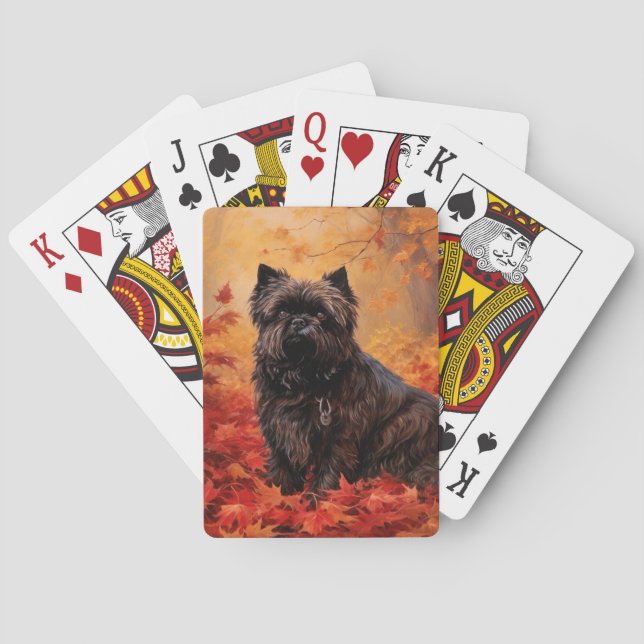 Affenpinscher im Herbst Leaves Fall Inspiriert Spielkarten (Rückseite)