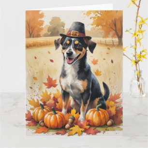 Affenpinscher im Herbstlaub-Erntedank-Kunst Karte