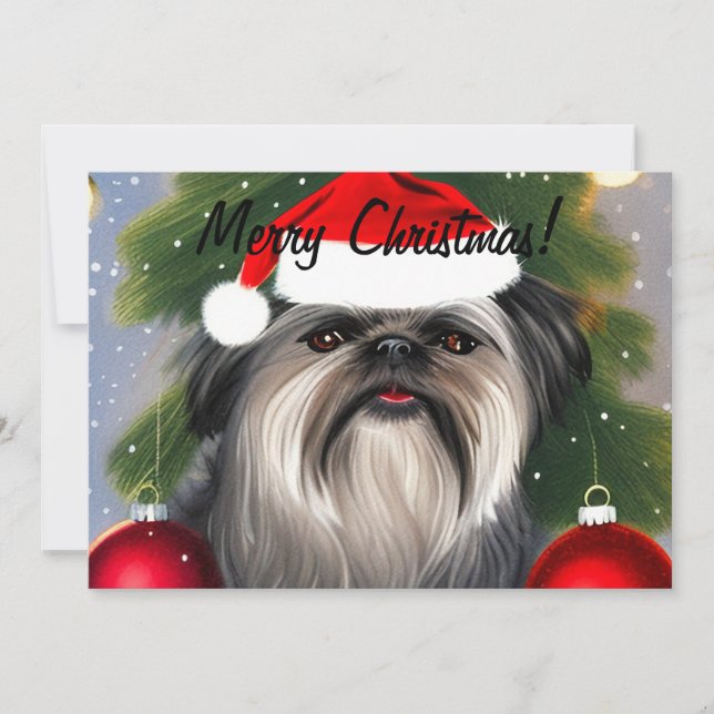 Affenpinscher in der Weihnachtslattferienkarte Feiertagskarte (Vorderseite)