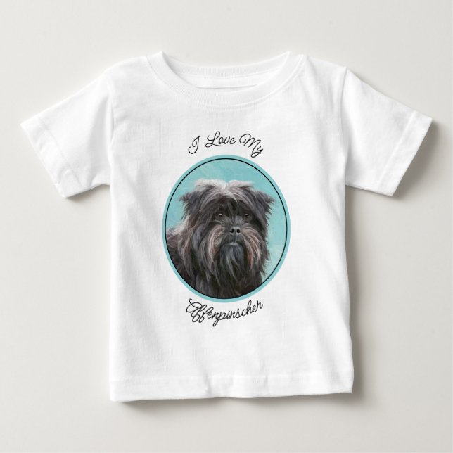 Affenpinscher Malerei - Niedliche Original Dog Art Baby T-shirt (Vorderseite)