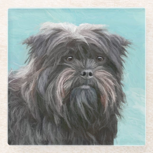 Affenpinscher Malerei - Niedliche Original Dog Art Glasuntersetzer (Vorderseite)