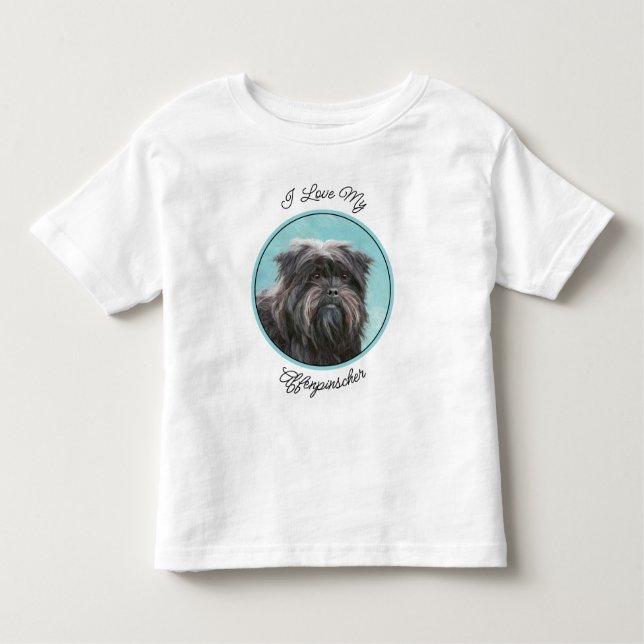 Affenpinscher Malerei - Niedliche Original Dog Art Kleinkind T-shirt (Vorderseite)