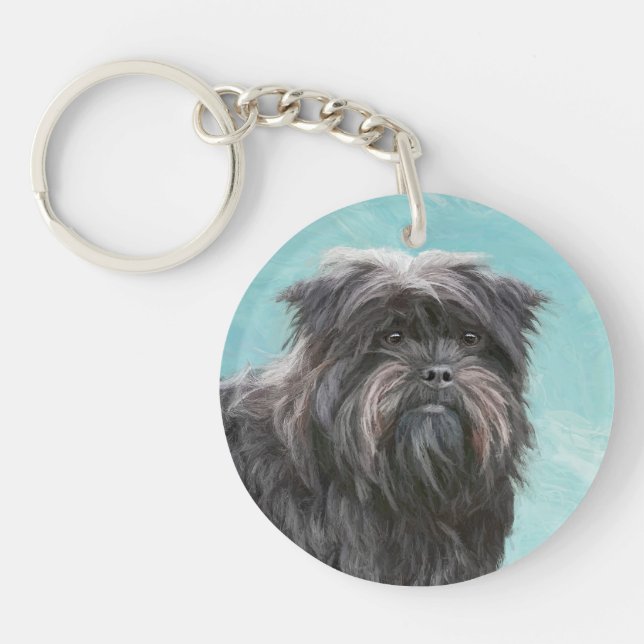 Affenpinscher Malerei - Niedliche Original Dog Art Schlüsselanhänger (Vorderseite)