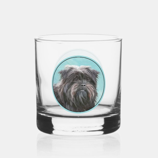 Affenpinscher Malerei - Niedliche Original Dog Art Whiskyglas (Vorderseite)