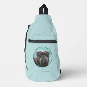 Affenpinscher Malerei Schwarz und Silberhundin Art Crossbody Bag