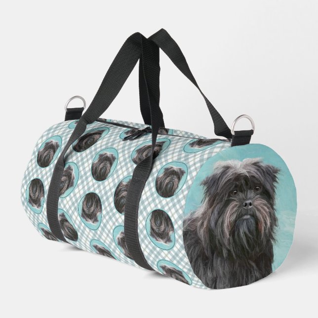 Affenpinscher Malerei Schwarz und Silberhundin Art Duffle Bag (Linke Seite)