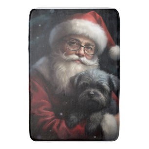 Affenpinscher mit dem Weihnachtsmann Weihnachten Badematte