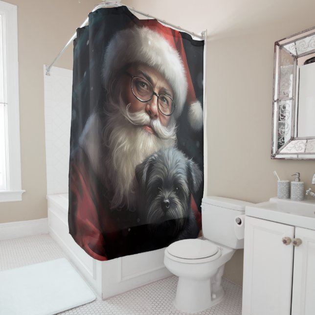 Affenpinscher mit dem Weihnachtsmann Weihnachten Duschvorhang (Beispiel)