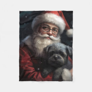 Affenpinscher mit dem Weihnachtsmann Weihnachten Fleecedecke