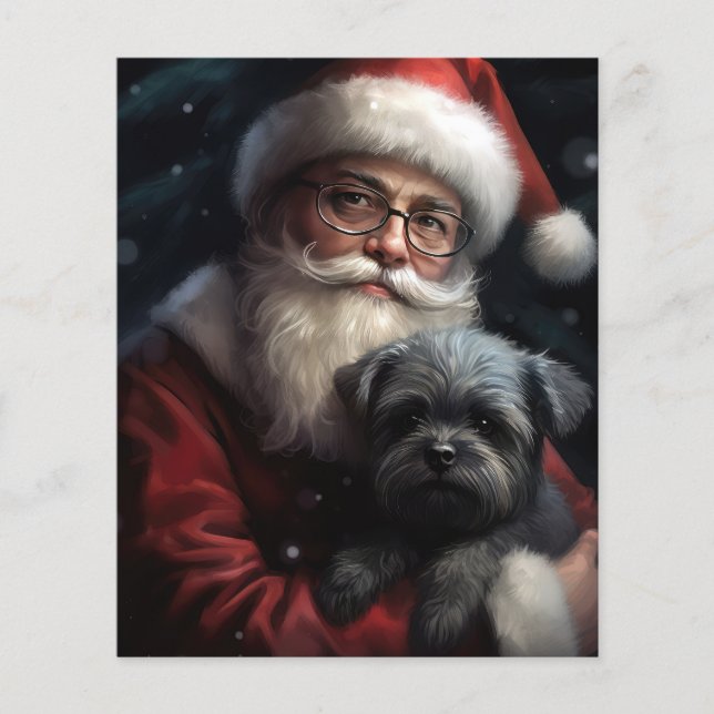 Affenpinscher mit dem Weihnachtsmann Weihnachten Flyer (Vorne)