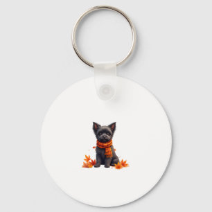 Affenpinscher mit Herbst-Blättern Schlüsselanhänger